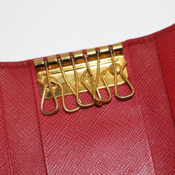 Prada Saffiano Leather Red Key Holder Wallet - Picture 10 of 15